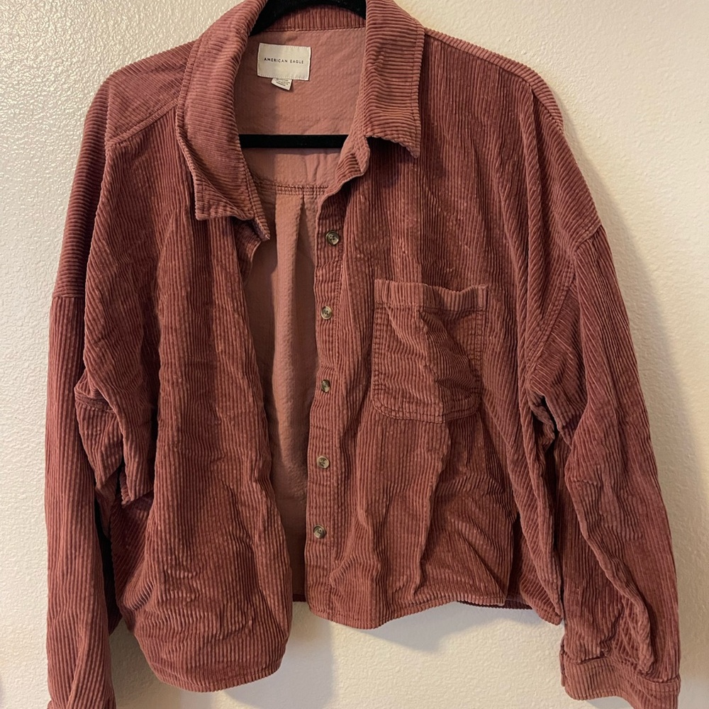 American Eagle Outfitters Pink Corduroy Shirt
